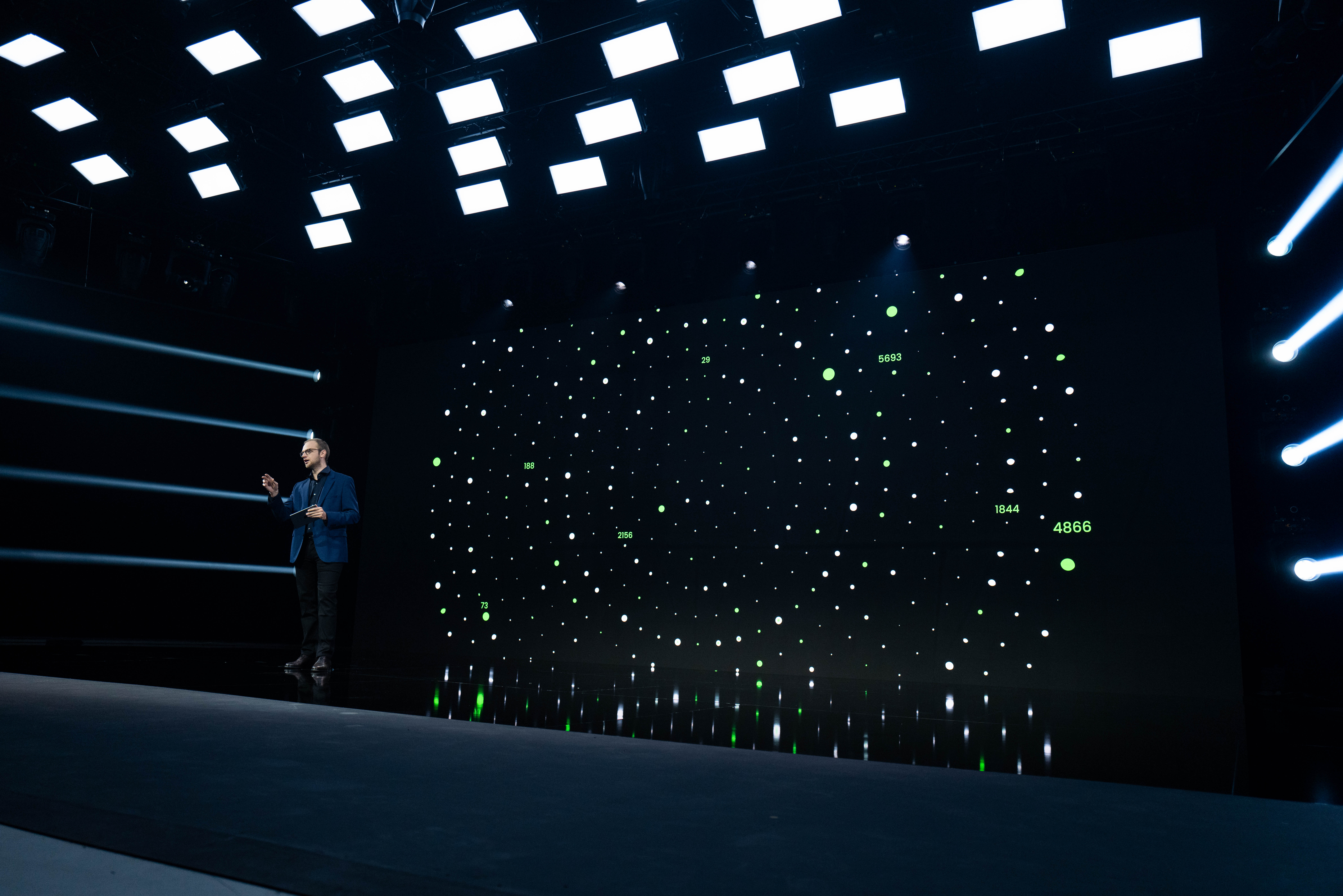 Celonis CEO Alexander Rinke on stage at the company's world tour events last year.