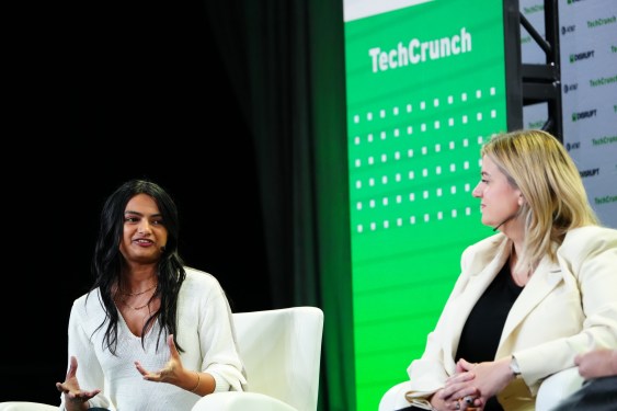 Ami Gan and Kelly Blair of OnlyFans speaking at TechCrunch Disrupt in San Francisco on October 19, 2022. Image Credits: Darrell Etherington / TechCrunch