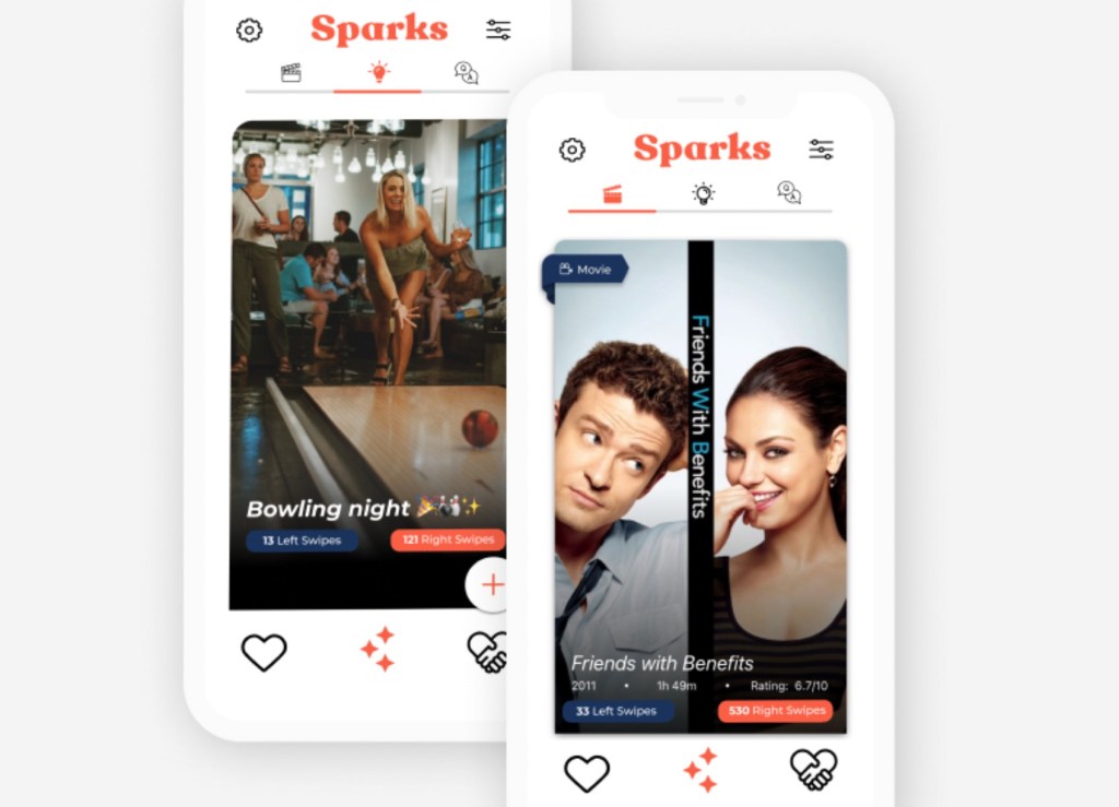 Screenshots of the Sparks app.