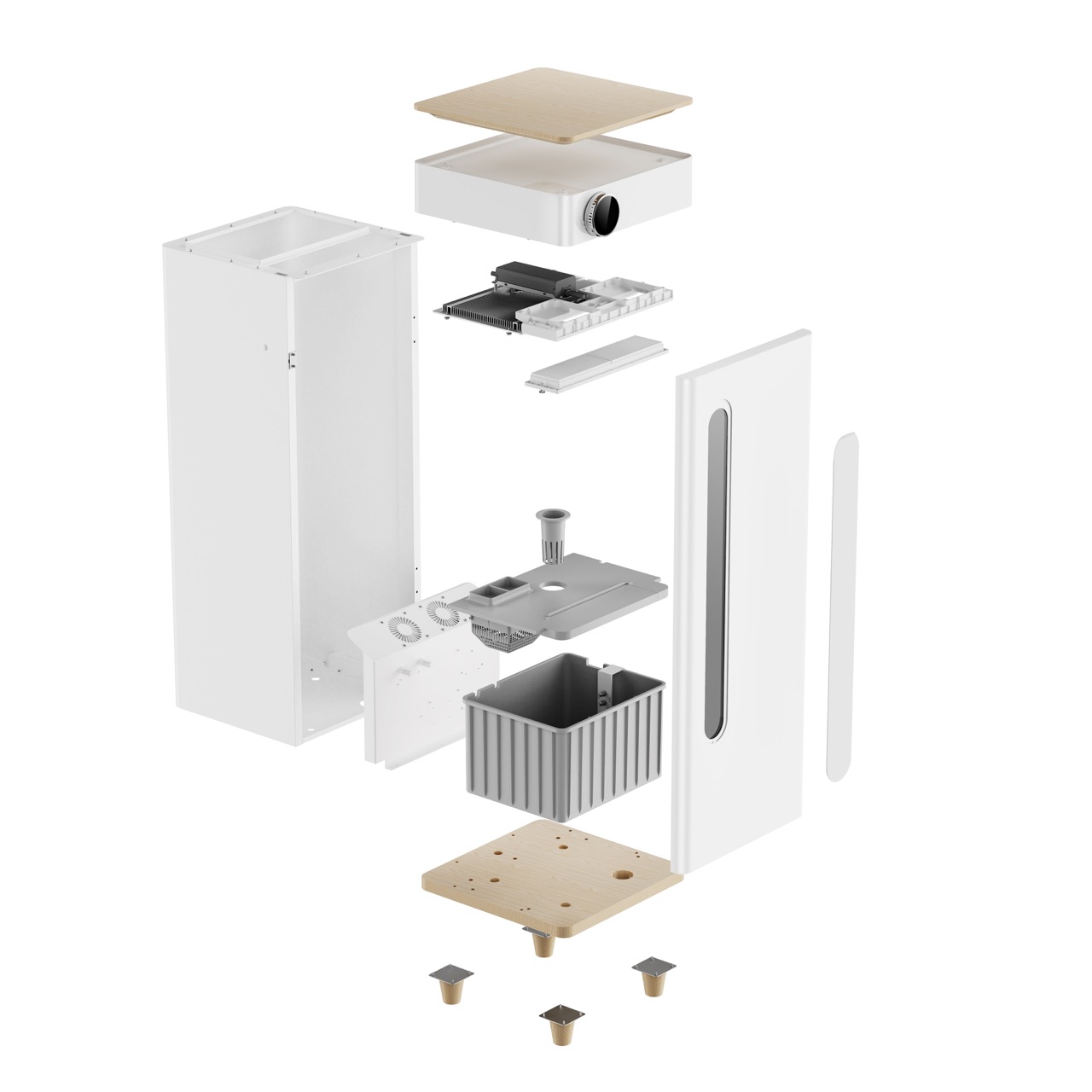 The exploded view of the Abby shows how much thought went into the device. 