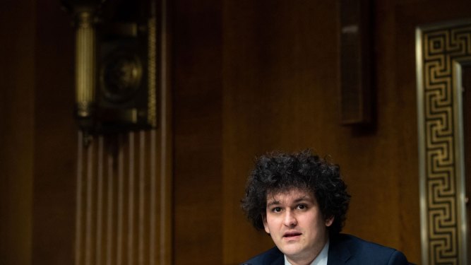 Samuel Bankman-Fried, founder and CEO of FTX, testifies during a Senate Committee on Agriculture, Nutrition and Forestry hearing about "Examining Digital Assets: Risks, Regulation, and Innovation," on Capitol Hill in Washington, DC, on February 9, 2022. (Photo by SAUL LOEB/AFP via Getty Images)