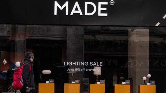 A view of a Made.com high street shop in central London