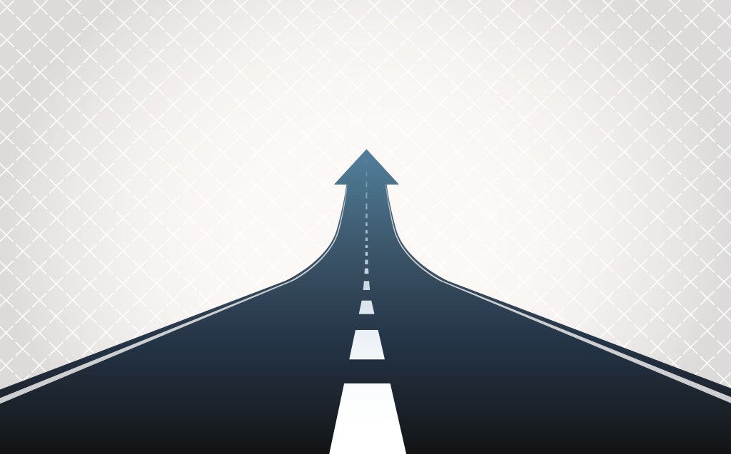 Image of a road turning into an arrow.