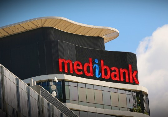 Medibank's logo on the top of its corporate offices in Melbourne, Australia