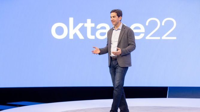 Okta CEO Todd McKinnon at Oktane customer conference in November, 2022.