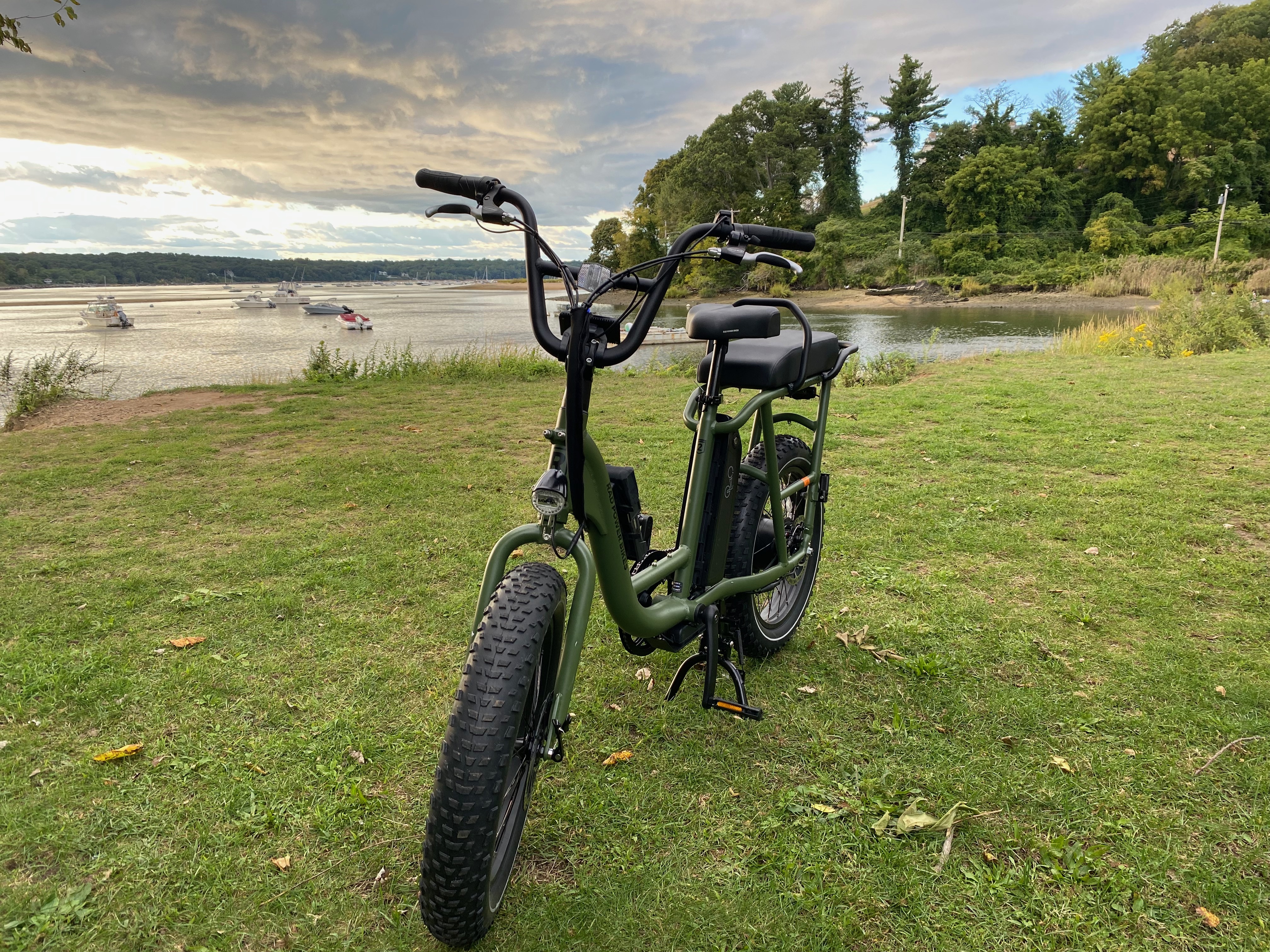 RadRunner2 from Rad Power Bikes against harbor background