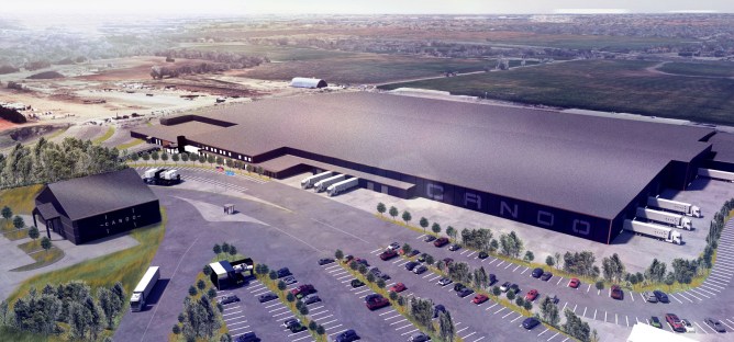 concept design of Canoo vehicle manufacturing facility in Oklahoma City