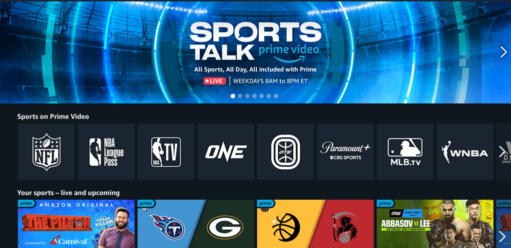 Amazon Sports Talk screen capture