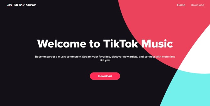 Screenshot of TikTok music welcome splash
