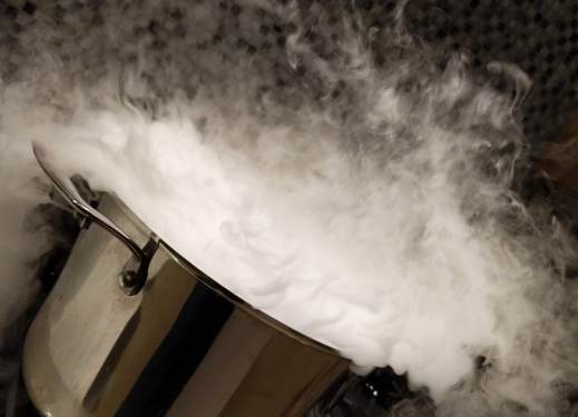 Dry Ice in a pot