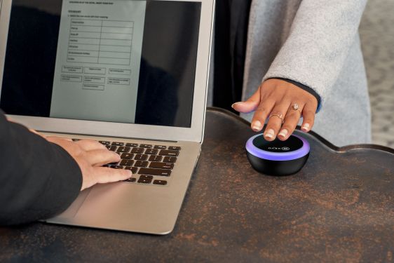 hand held above biometric palm verification device