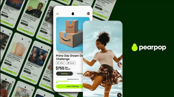 Pearpop app on smartphone screens