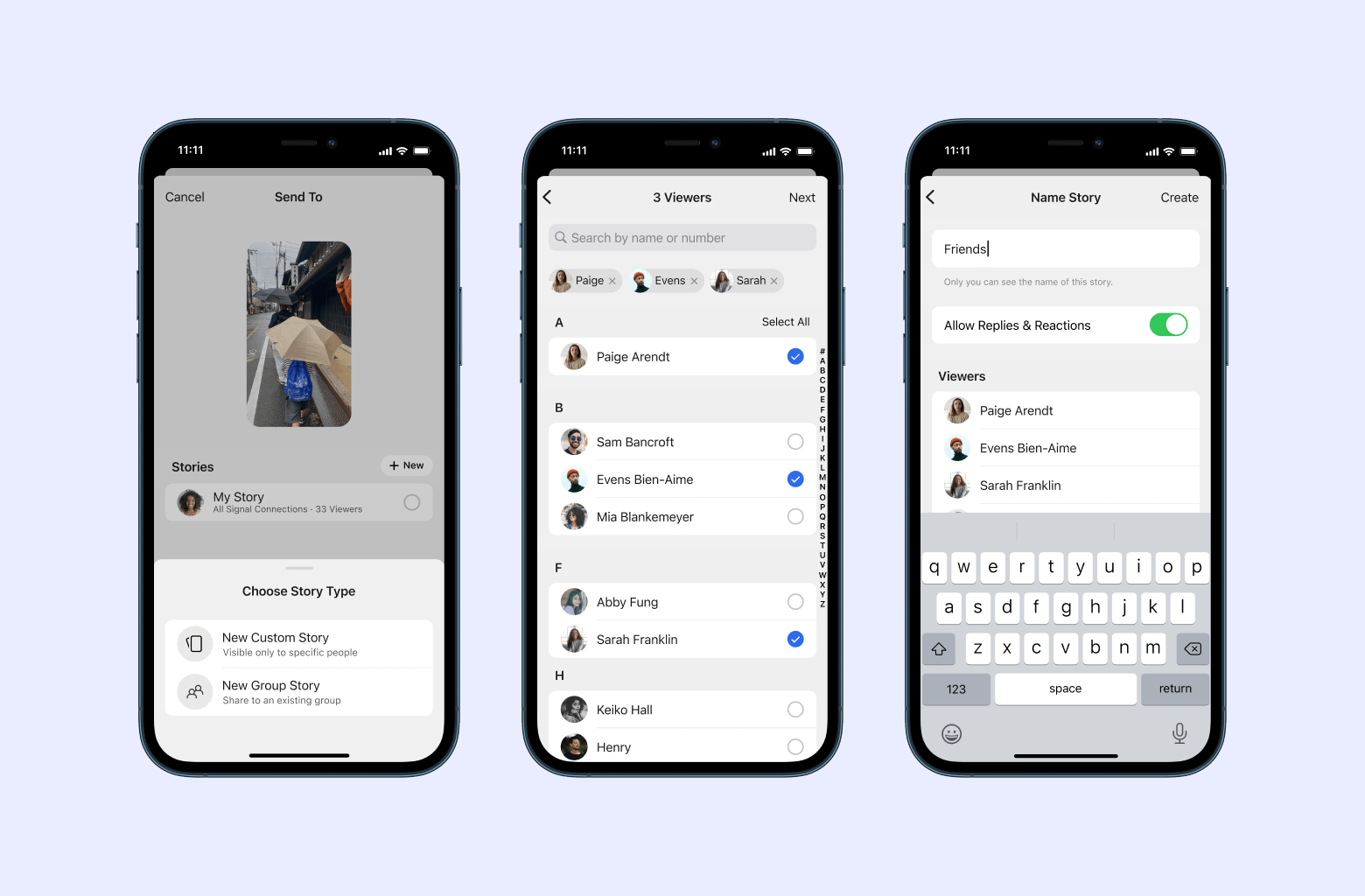 Signal's stories feature