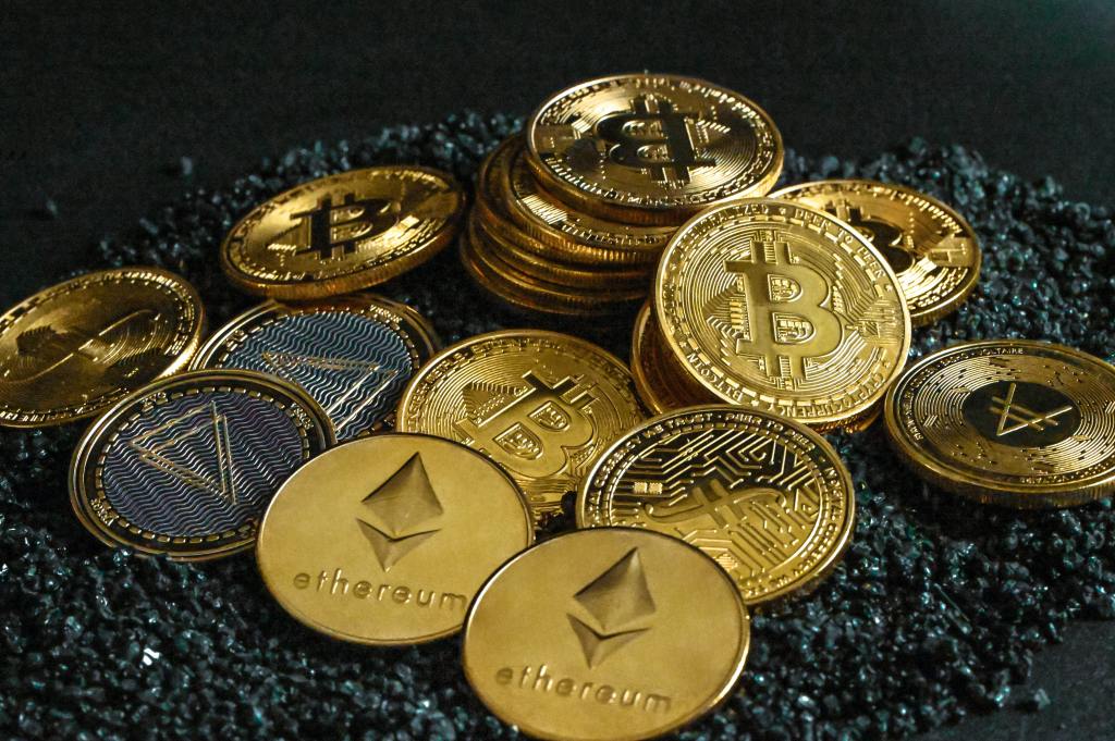 pile of gold coins illustrating Bitcoin and Ethereum