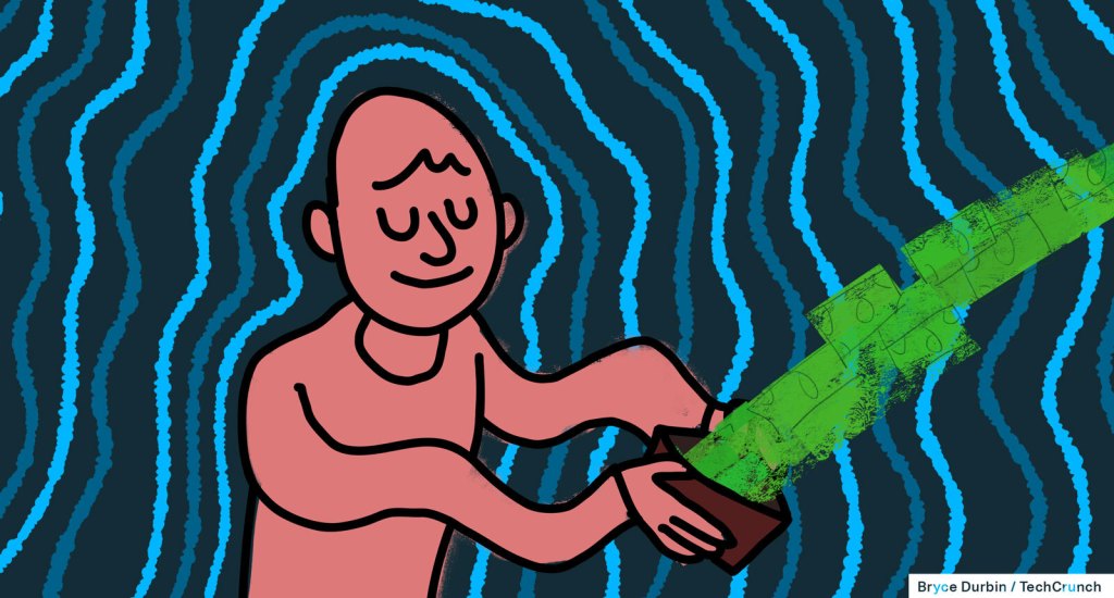 A man with money flying out of his wallet