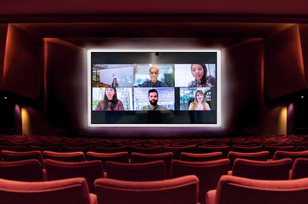Zoom meeting in a movie theater