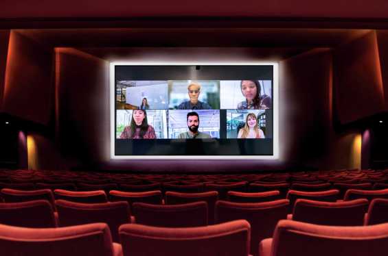 Zoom meeting in a movie theater
