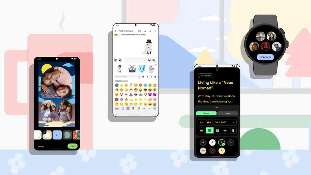 Array of Android devices; phones, watch...