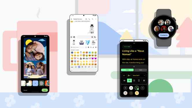 Array of Android devices; phones, watch...