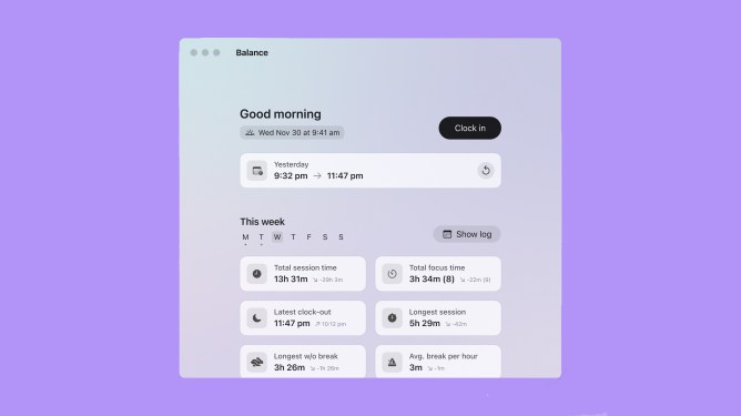 Balance time keeper app