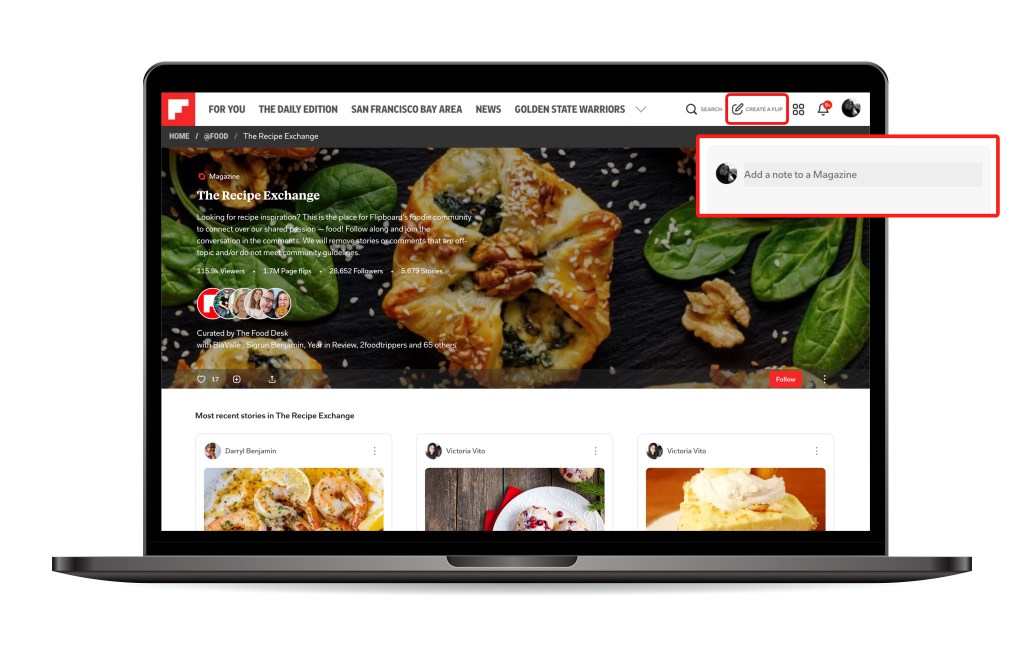 Magazine app Flipboard displayed on a laptop