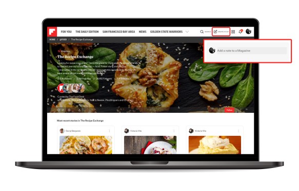 Magazine app Flipboard displayed on a laptop