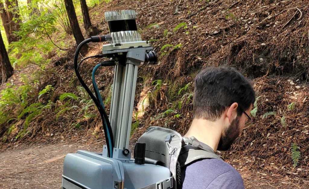 Man wearing Gaia AI backpack