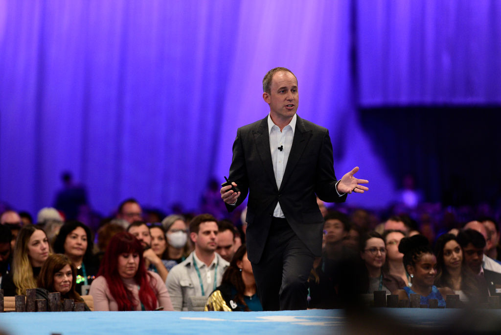 Salesforce co-CEO and co-Chair Bret Taylor speaking at Dreamforce 2022.