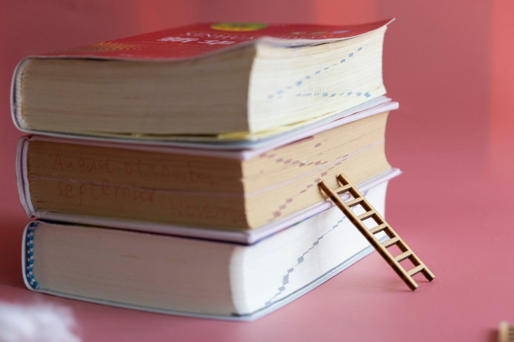 Ladder up stack of books