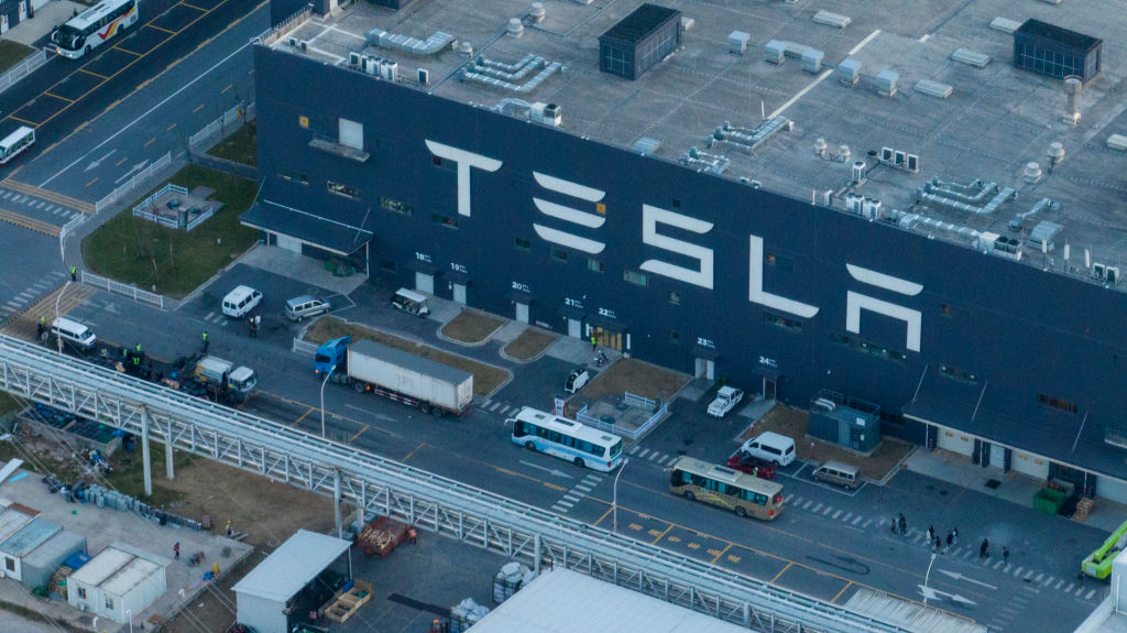 Aerial view of Tesla Shanghai Gigafactory