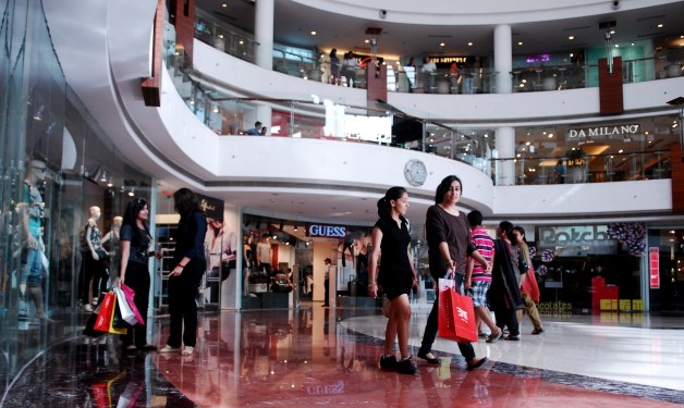 shoppers in a mall