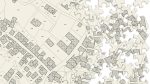 Imaginary cadastral map of territory with buildings and roads - concept image in jigsaw puzzle shape
