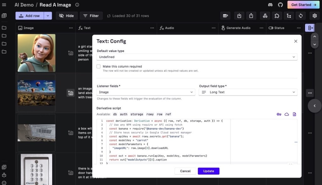 Screenshot of the Rowy Automation