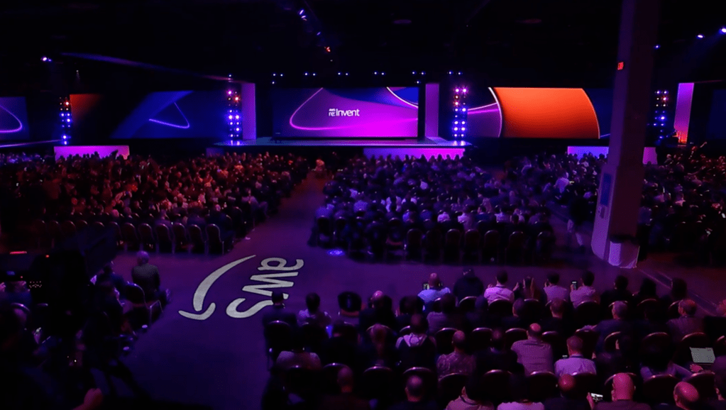 re:Invent stage at AWS re:Invent 2022 in Las Vegas