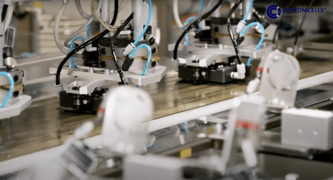 Lithium-ion battery cells in production at Customcells' factory in Tübingen, Germany
