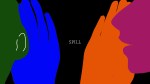 illustration for Spill social media app; one person talking, one listening
