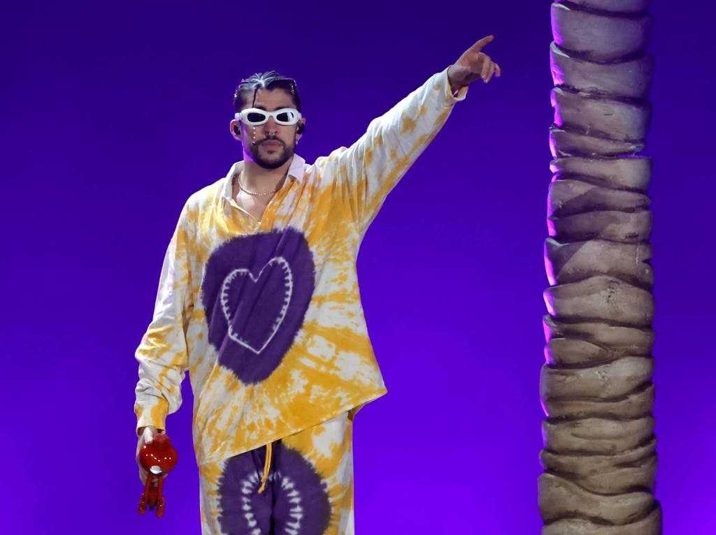 Bad Bunny performs on stage