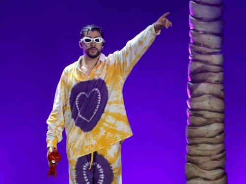 Bad Bunny performs on stage