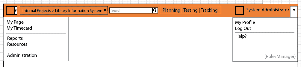 A sample navigation wireframe created in Adobe Illustrator