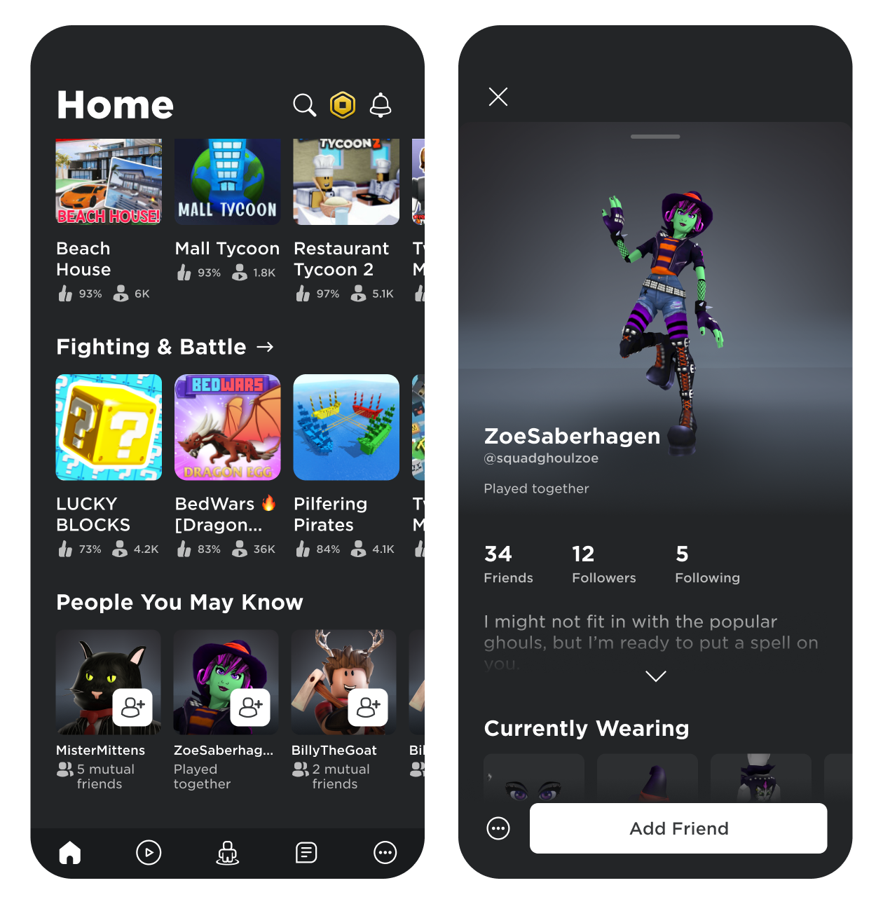 Roblox friend recommendations
