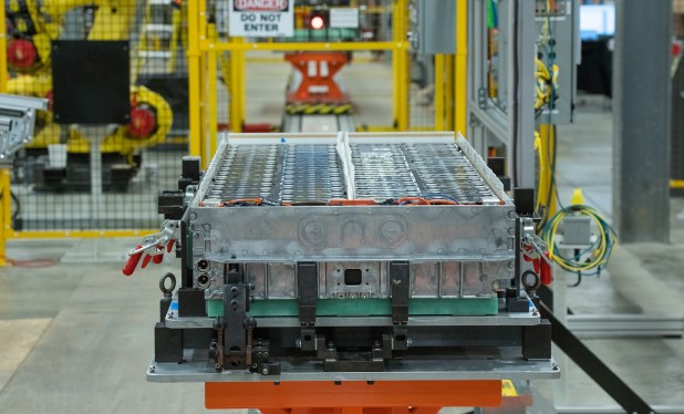 Our Next Energy battery pack travels down the production line.