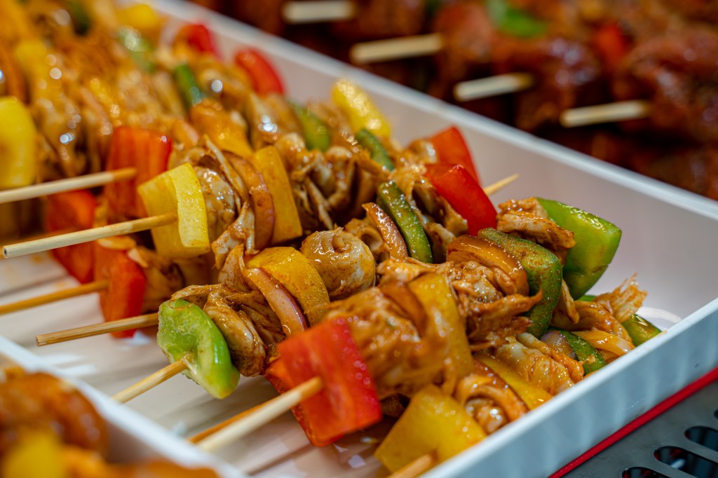 Skewers made with Good Meat's lab grown chicken