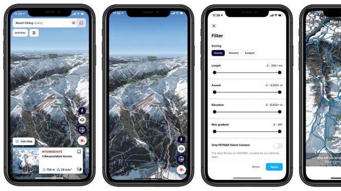 The Fatmap app on smartphone screens