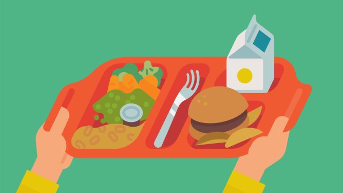 Concept illustration depicting canteen food