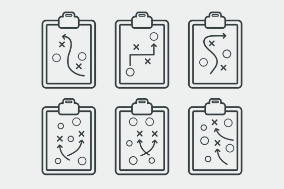 Image of sports plays on clipboards