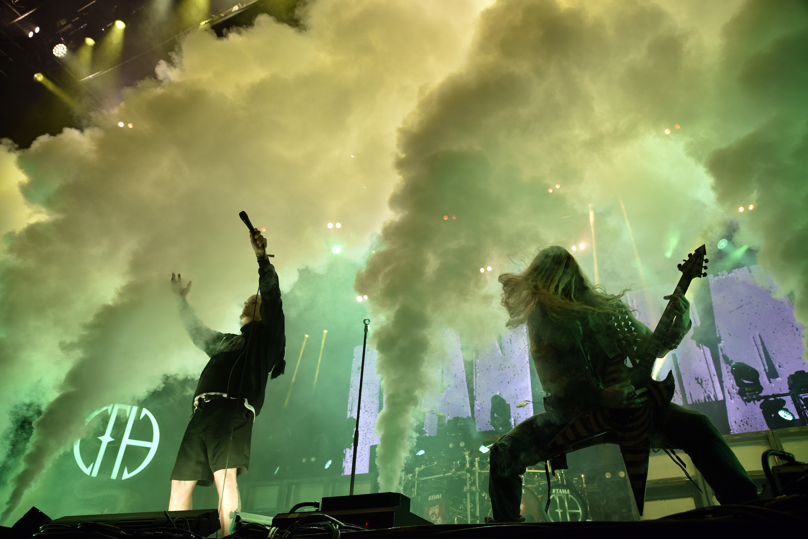 heavy metal band Pantera perform on stage during the 'Knotfest Colombia 2022
