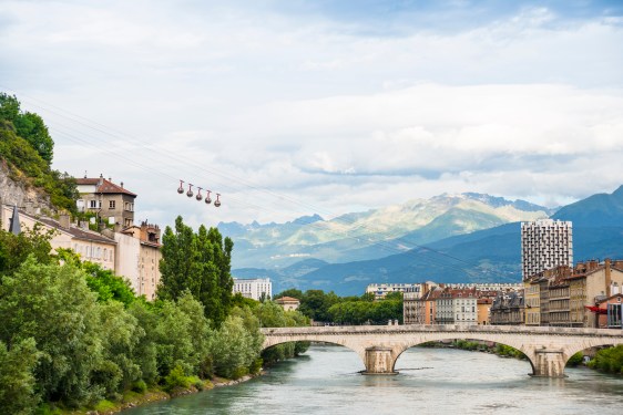 Grenoble, the French city surrounded by the Alps in the Rhone-Alpes region.