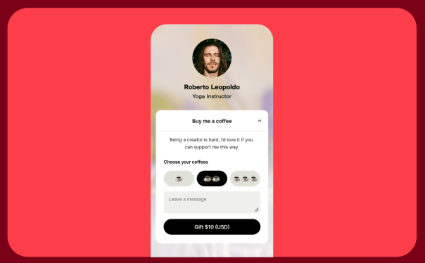 Linktree 'Buy Me a Gift' feature displayed om a smartphone
