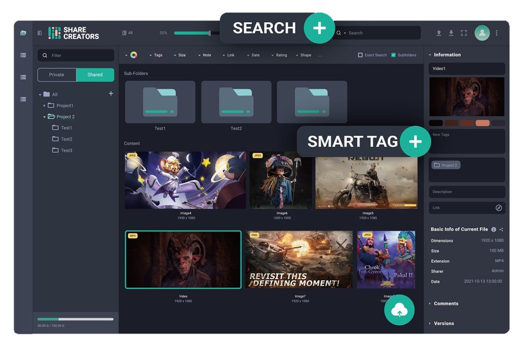 Share Creators website showing features