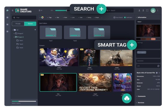 Share Creators website showing features